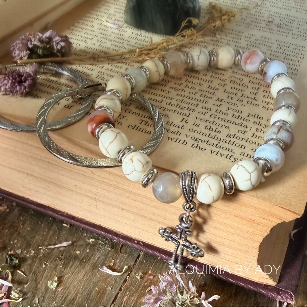 🌿 Bohemian Agate & Turquoise Jewelry Set (Bracelet + Hoops) – ALQUIMIA BY ADY